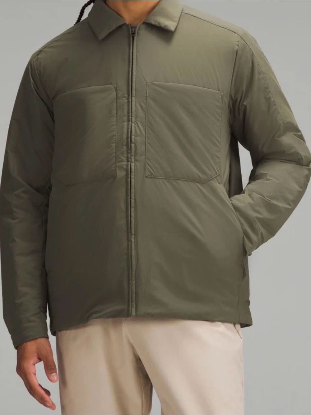 Men's Lululemon Sage Green Zip-Front Insulated Shirt Jacket